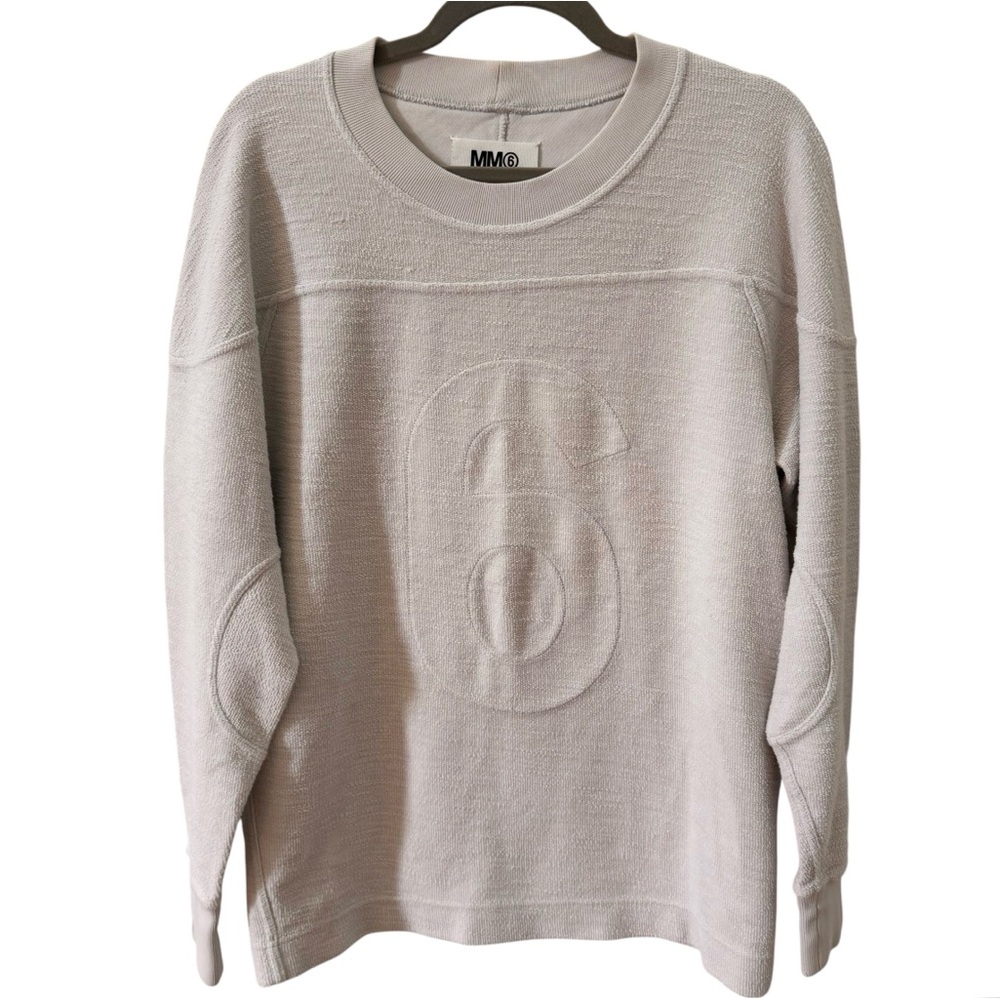 Maison Martin Margiela MM6 Cream Number 6 Textured Sweatshirt Size Small